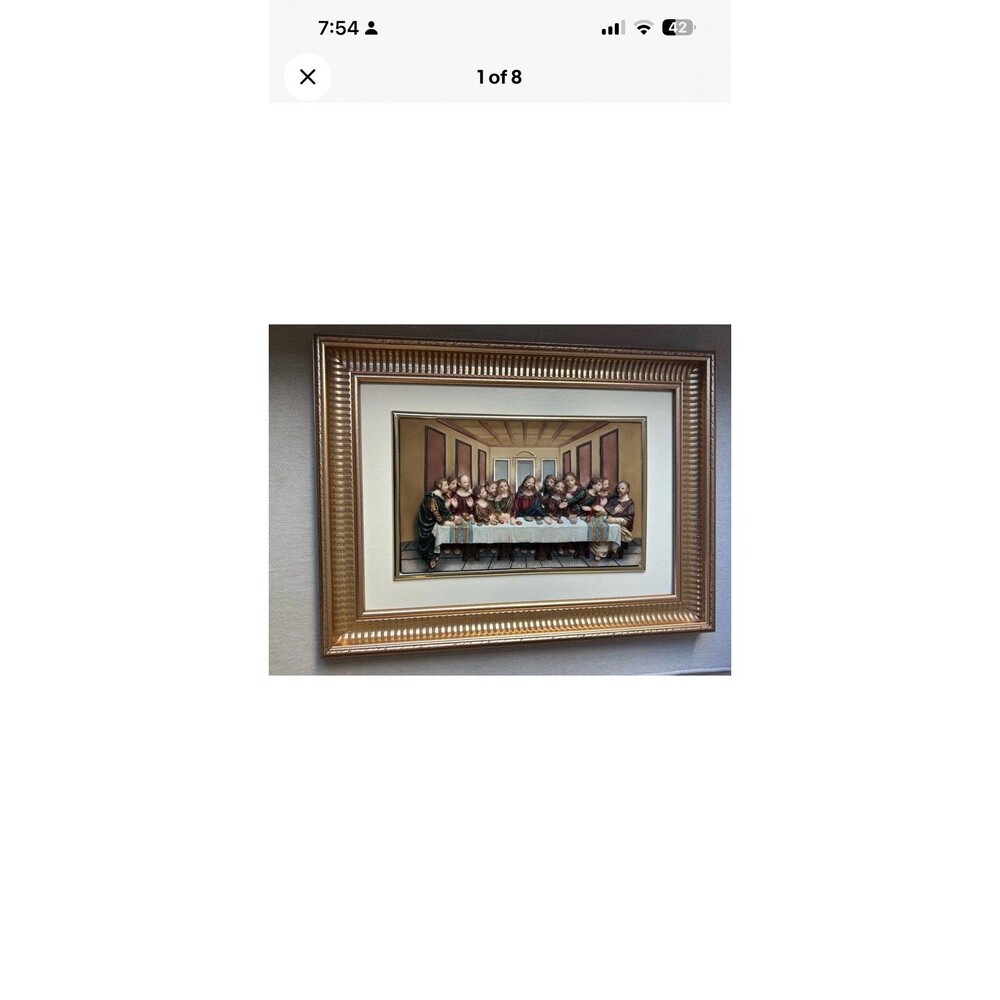 Florentine The Last Supper Italian Wall Hanging 3D Plaque Jesus Disciples VTG
